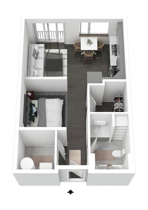 Studio-S1 Floor Plan | 446 Sq. Ft. at Metropolis Apartments, Glen Allen, VA
